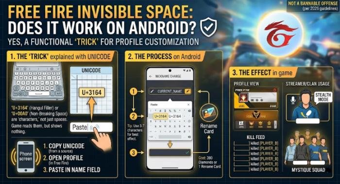 Free Fire Invisible Space: Copy Blank Name Easily in 2026 3 free fire invisible space