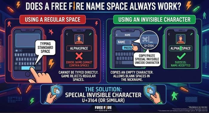 Free Fire Name Space: Copy and Use Blank Space in Your Name 2 free fire name space