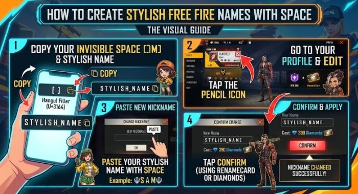 Free Fire Name Space: Copy and Use Blank Space in Your Name 3 free fire name space