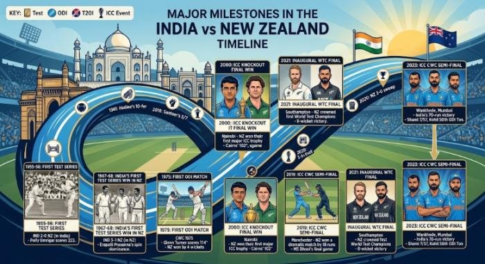 India National Cricket Team vs New Zealand National Cricket Team Timeline: Major Matches 4 india national cricket team vs new zealand national cricket team timeline