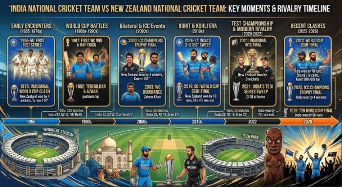 india national cricket team vs new zealand national cricket team timeline